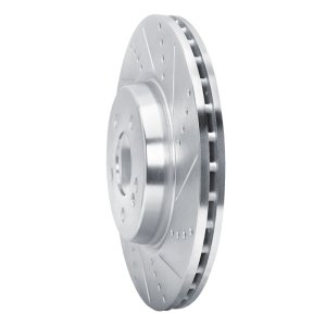 Mercedes-Benz GLC43 AMG Brake Rotor (1) - Rear Right - R1 Concepts - Drilled & Slotted - Silver - `16-`23